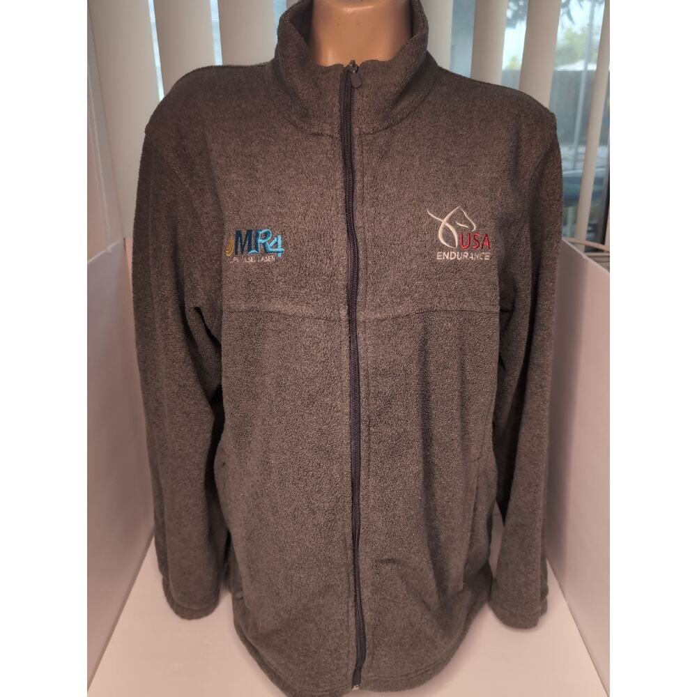 Harrington USA Equestrian Fleece Jacket Full Zip Gray Men’s Large